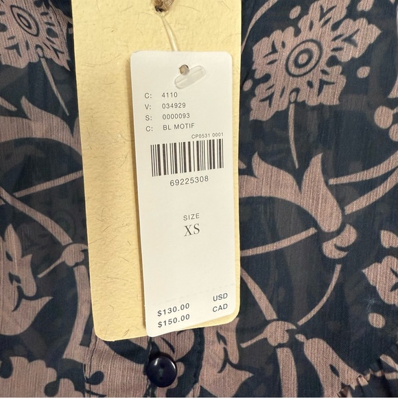 Anthropologie Let Me Be Sheer Henley Shirt NWT size extra small - Picture 5 of 8